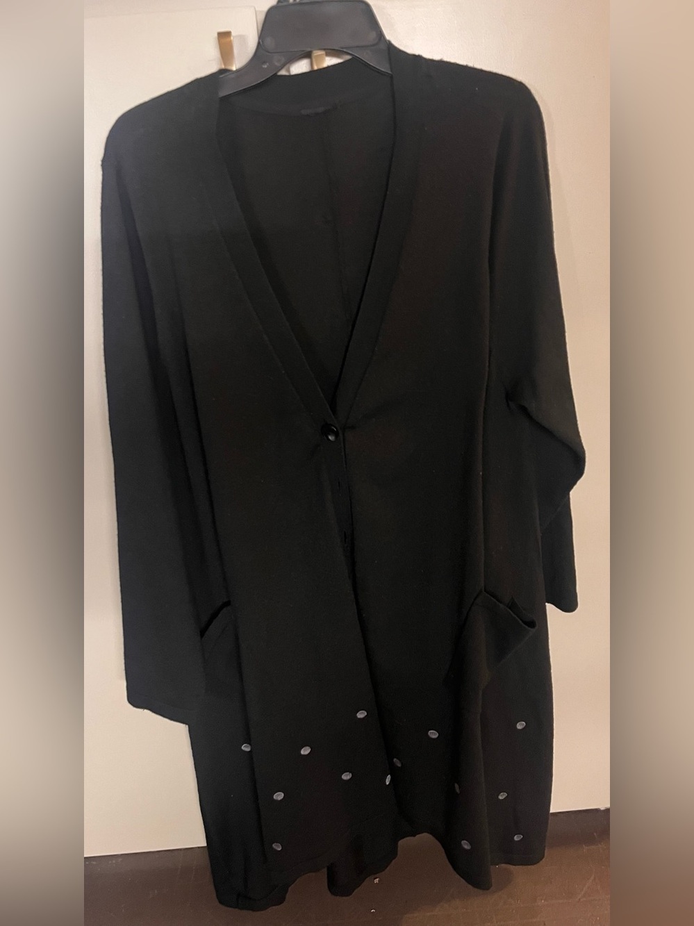 City Chic Black Embroidered Longline Cardigan Duster Size 20/L